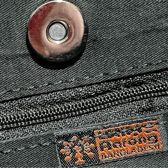 AARONG Hand Beaded Floral Shoulder Tote Bag Red Black Brown - Picture 8 of 11